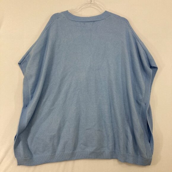 New Ann Taylor size M/L Light Blue V-Neck Button Soft Knit Poncho Sweater - Picture 10 of 11